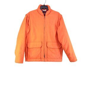Big Dutch Quilted Orange Jacket Mens Large Outdoor Coat With Plaid Lining